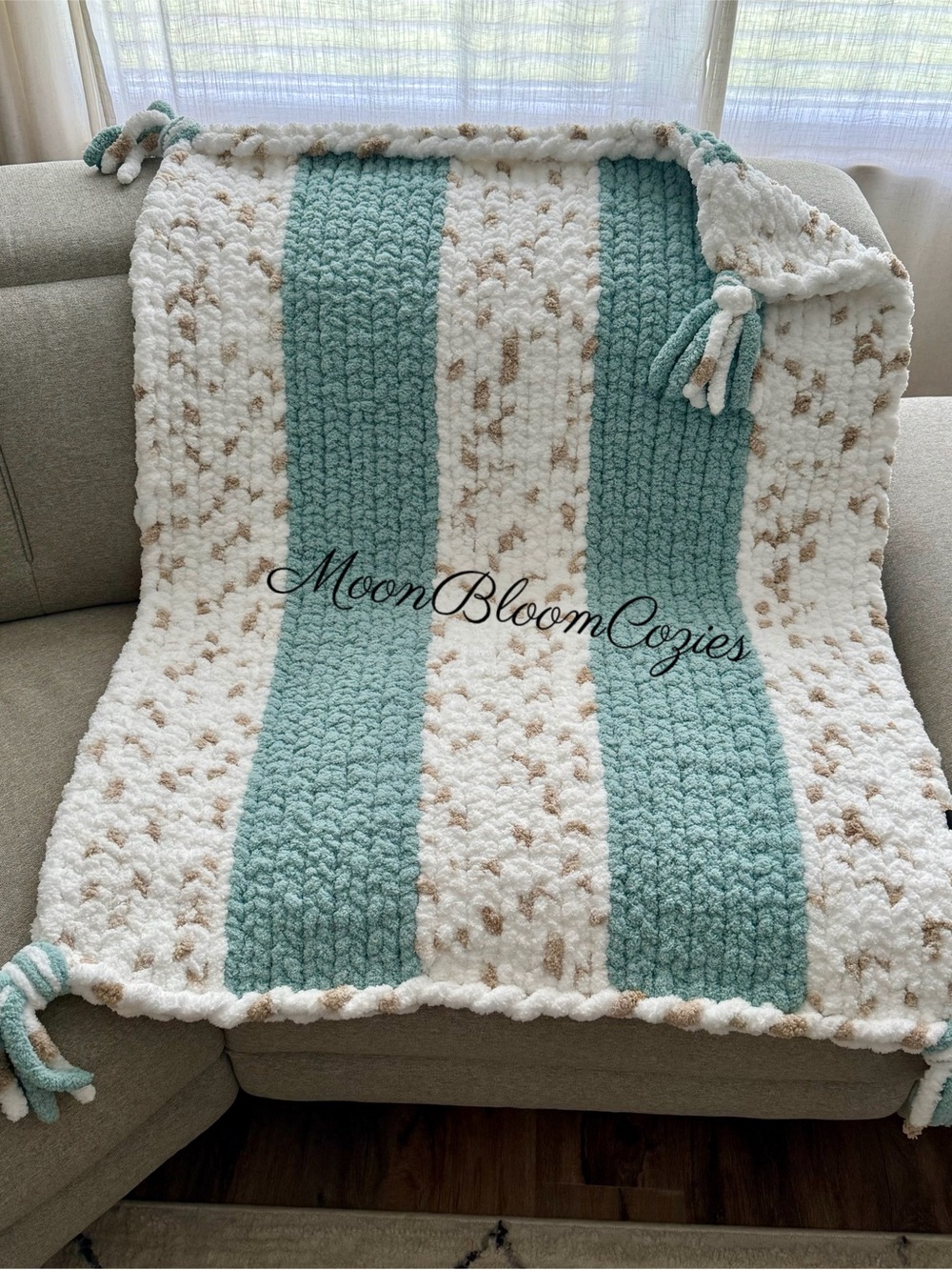 Smaller Seafoam Sanctuary Striped Throw Blanket